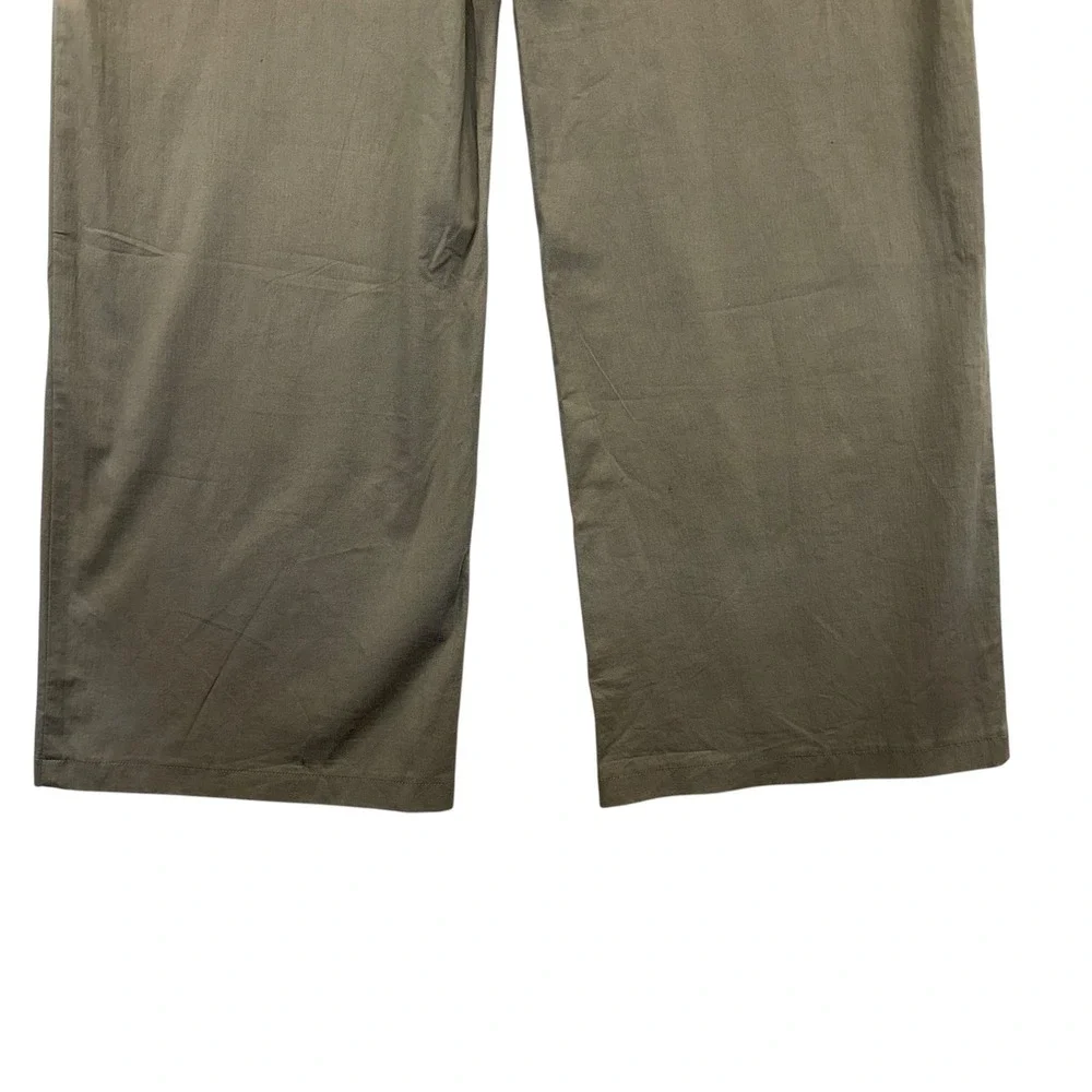 WHITE FOX Olive Green Wide‎ Leg Pants Tie Waist Drawstring Cargo Style